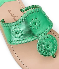 Jack Rogers Jacks Metallic Leather Flat Thong Sandals