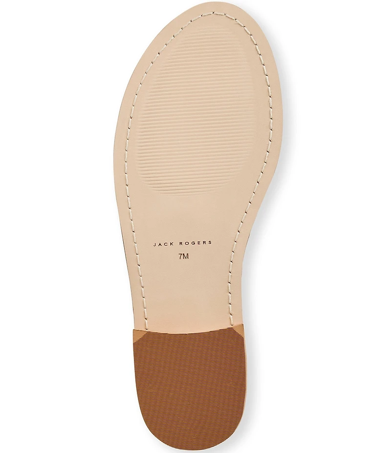 Jack Rogers Jacks Metallic Leather Jewel Ornamented Flat Thong Sandals