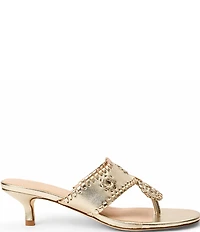 Jack Rogers Jacks Metallic Leather Kitten Heel Thong Sandals