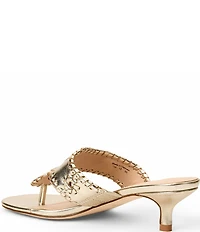Jack Rogers Jacks Metallic Leather Kitten Heel Thong Sandals