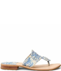 Jack Rogers Jacks Toile Print Leather Flat Thong Sandals