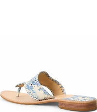 Jack Rogers Jacks Toile Print Leather Flat Thong Sandals