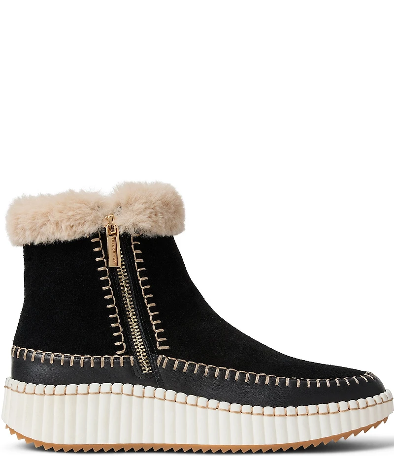 Jack Rogers Janetta Suede Faux Fur Lined Platform Sneaker Booties