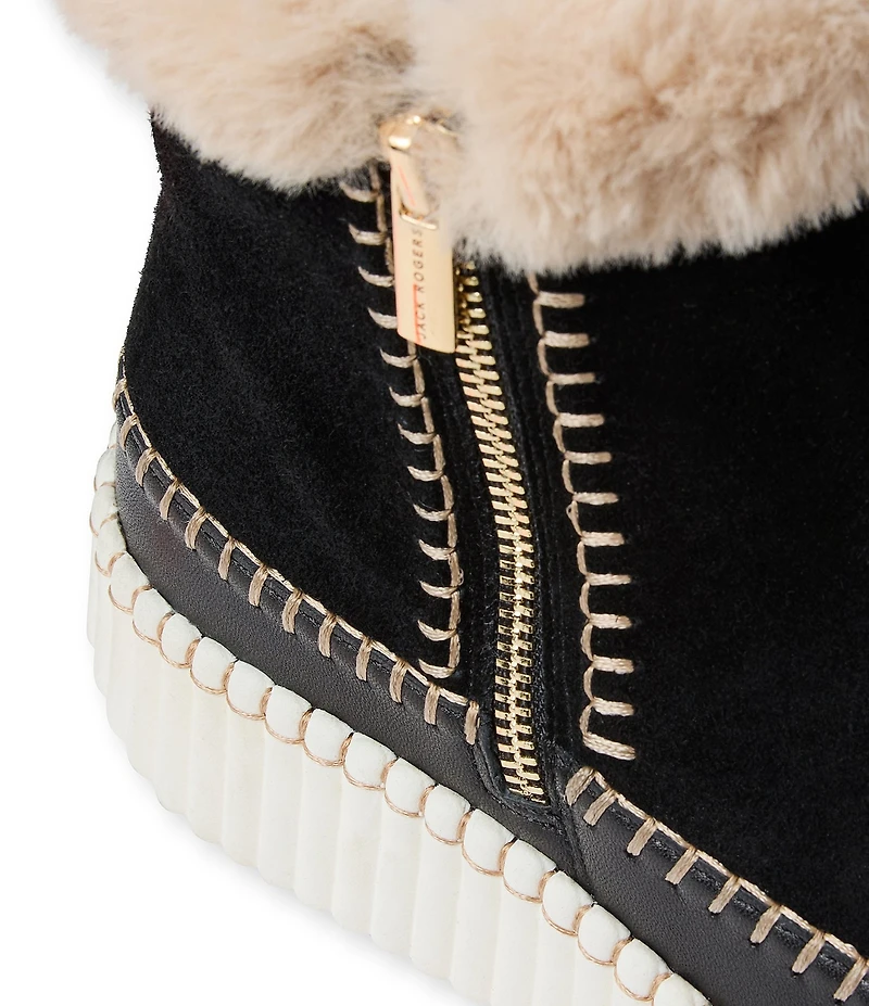 Jack Rogers Janetta Suede Faux Fur Lined Platform Sneaker Booties