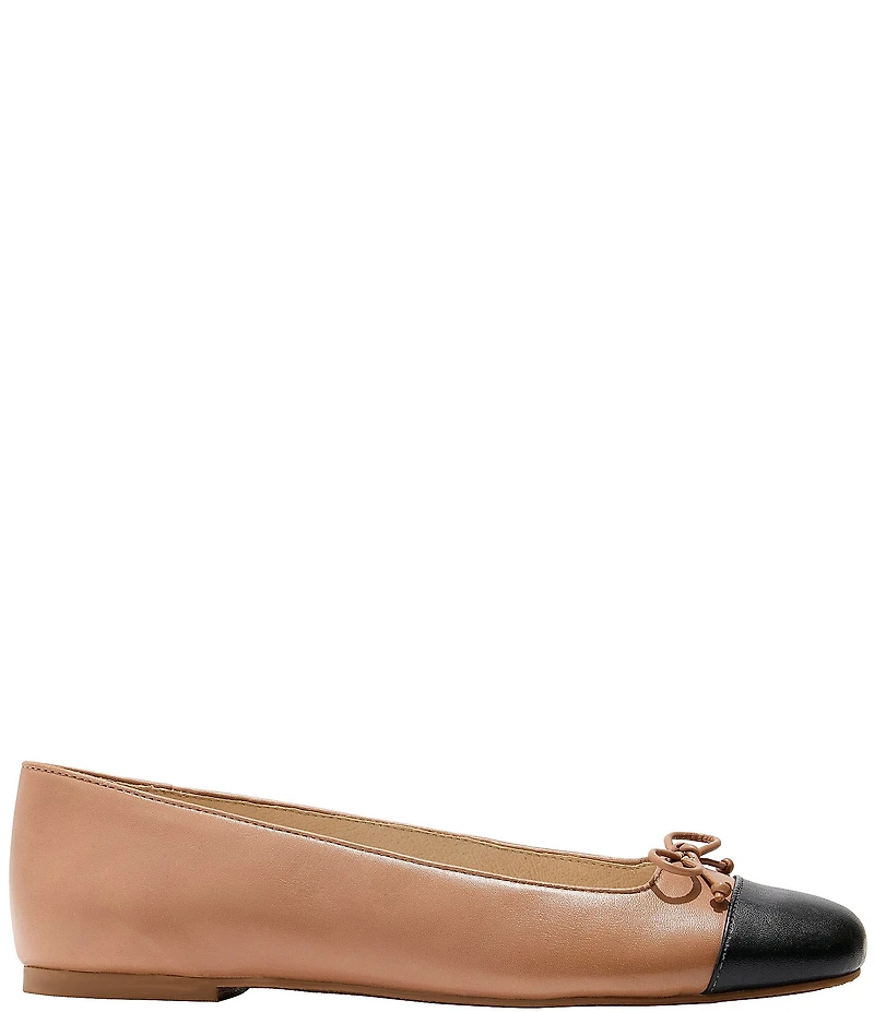 Jack Rogers Kenlyn Leather Cap Toe Ballet Bow Flats