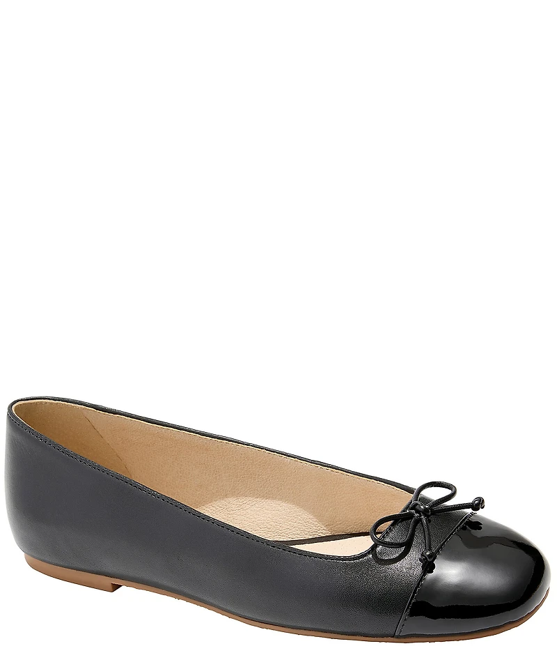 Jack Rogers Kenlyn Leather Bow Detail Patent Cap Toe Ballet Flats