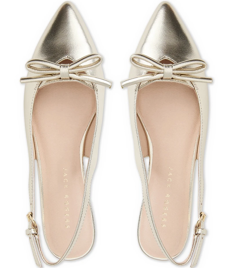 Jack Rogers Lennox Leather Bow Slingback Flats