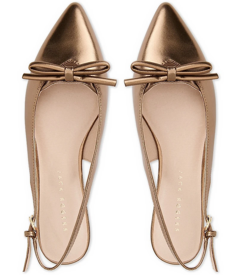 Jack Rogers Lennox Leather Bow Slingback Flats