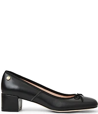 Jack Rogers Maddy Leather Block Heel Bow Pumps