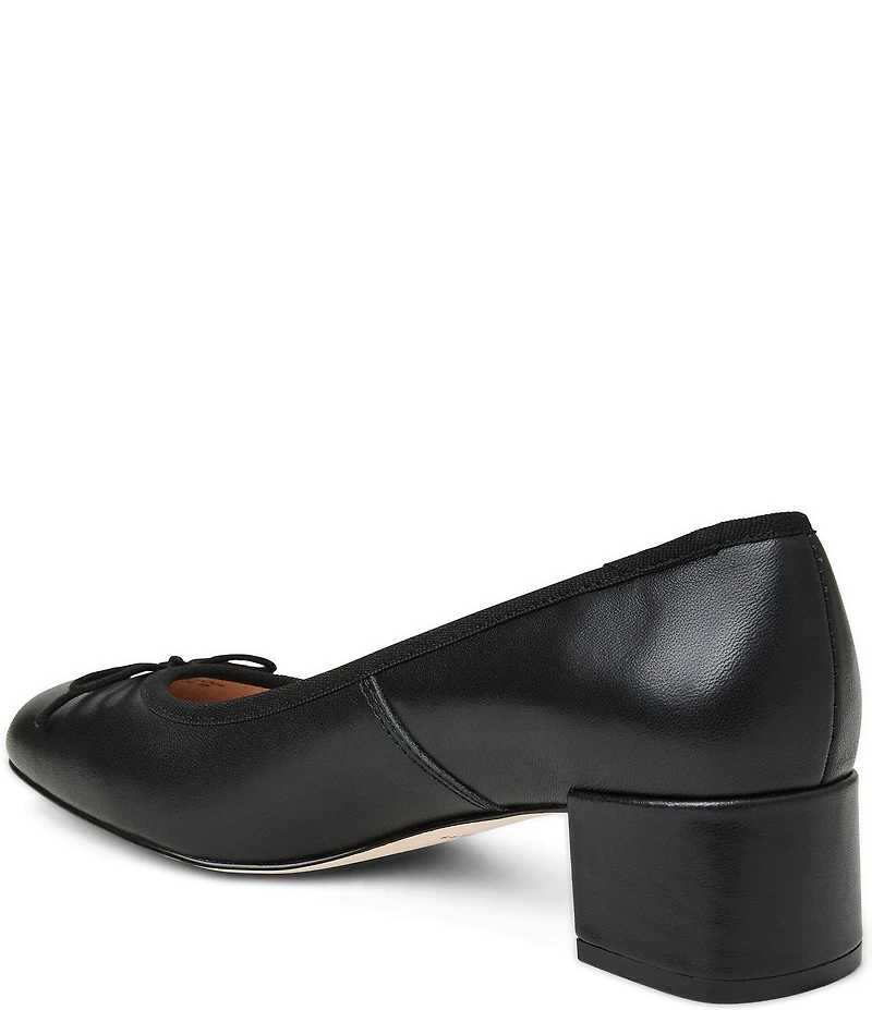 Jack Rogers Maddy Leather Block Heel Bow Pumps