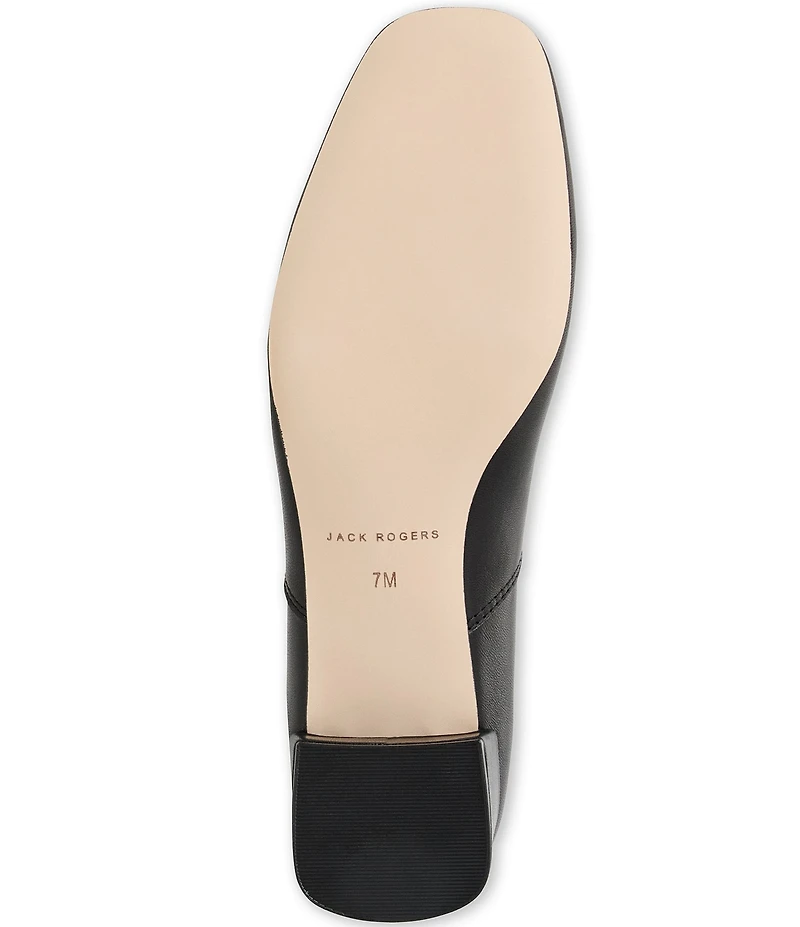 Jack Rogers Maddy Leather Block Heel Bow Pumps