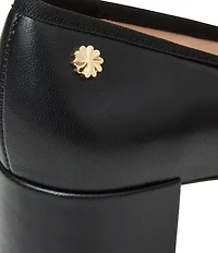 Jack Rogers Maddy Leather Block Heel Bow Pumps