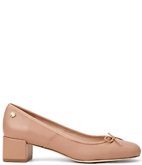 Jack Rogers Maddy Leather Block Heel Bow Pumps