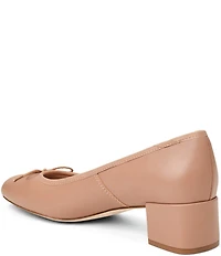 Jack Rogers Maddy Leather Block Heel Bow Pumps