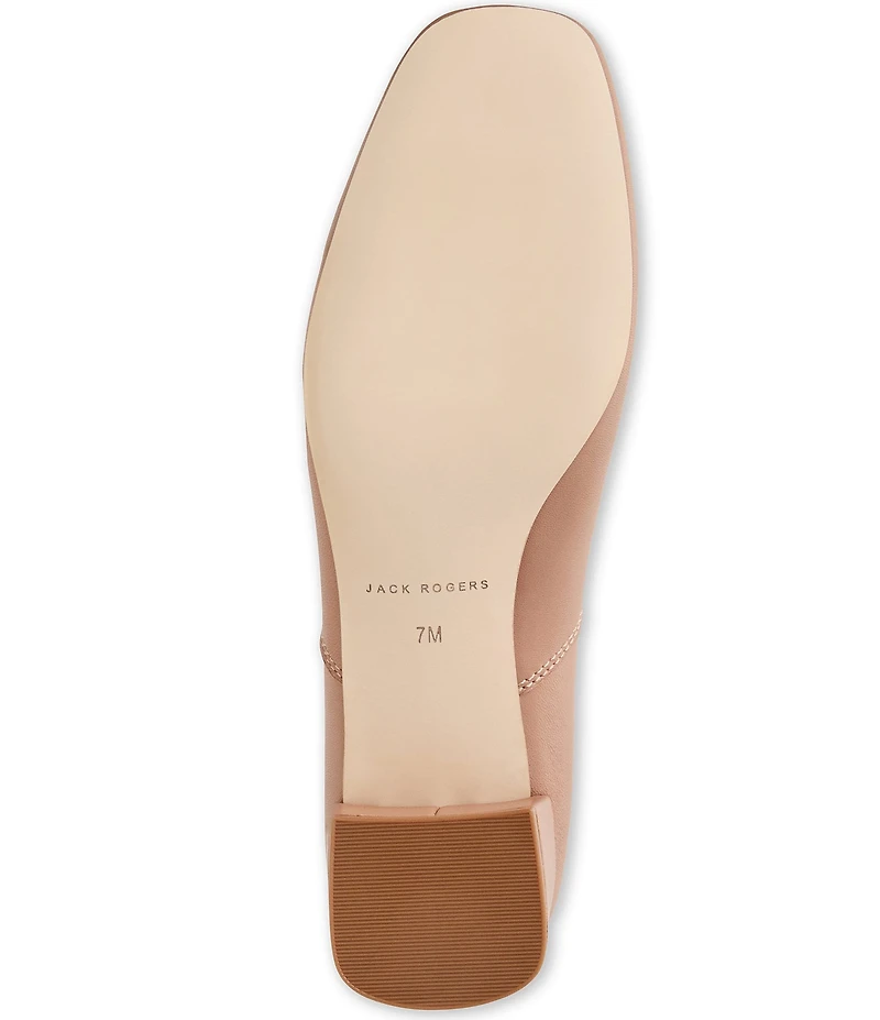Jack Rogers Maddy Leather Block Heel Bow Pumps