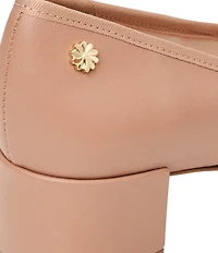 Jack Rogers Maddy Leather Block Heel Bow Pumps