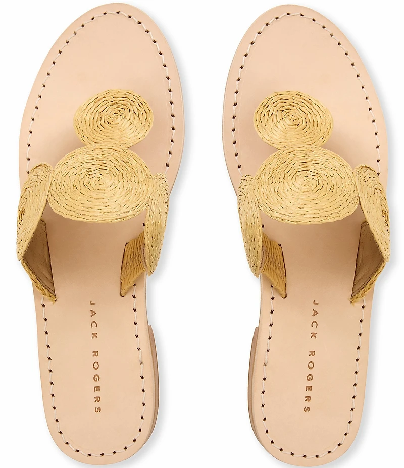 Jack Rogers Margo Straw Flat Thong Sandals