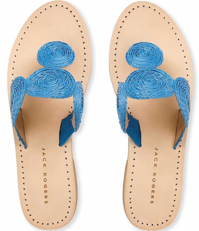 Jack Rogers Margo Straw Flat Thong Sandals