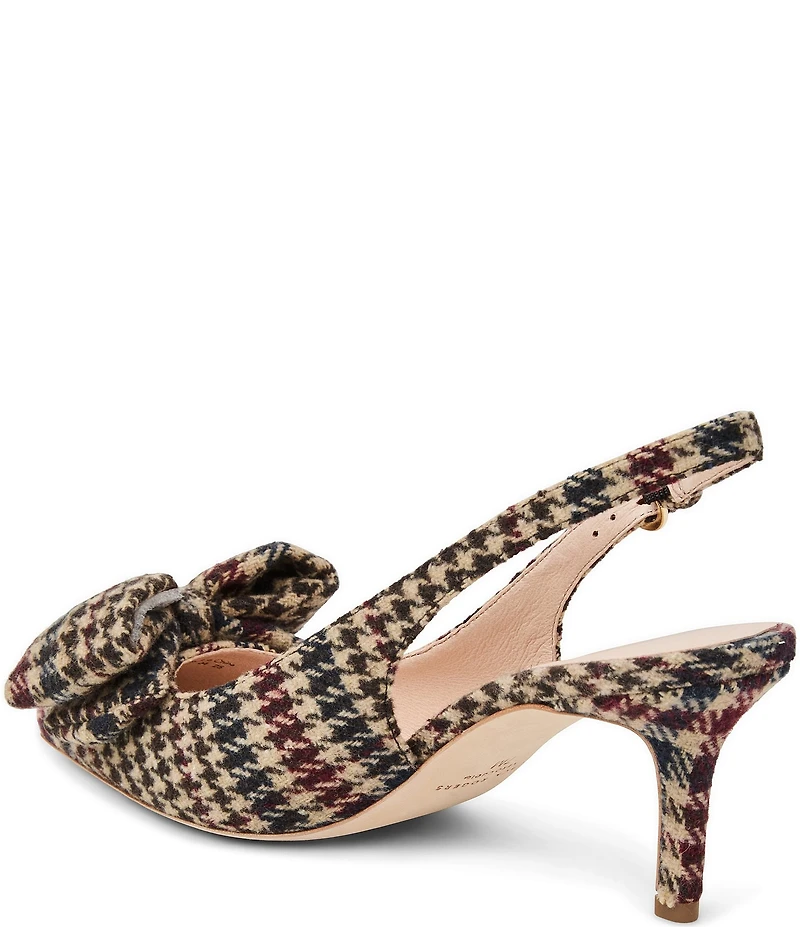 Jack Rogers McClean Bow Slingback Houndstooth Kitten Heel Dress Pumps