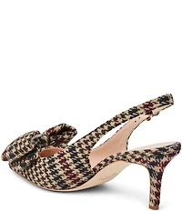 Jack Rogers McClean Bow Slingback Houndstooth Kitten Heel Dress Pumps