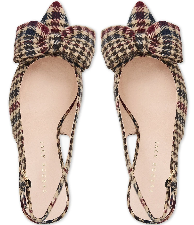 Jack Rogers McClean Bow Slingback Houndstooth Kitten Heel Dress Pumps