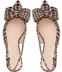 Jack Rogers McClean Bow Slingback Houndstooth Kitten Heel Dress Pumps