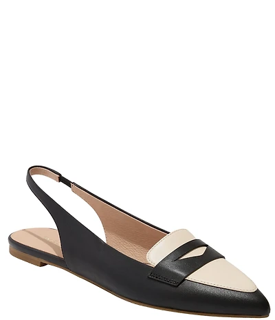 Jack Rogers Pennie Leather Slingback Penny Loafer Flats