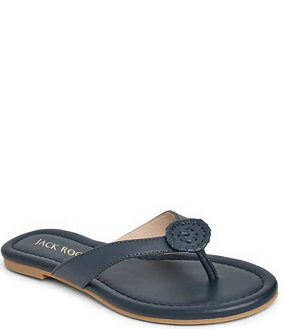Jack Rogers Roxy Leather Ornamented Flip Flops