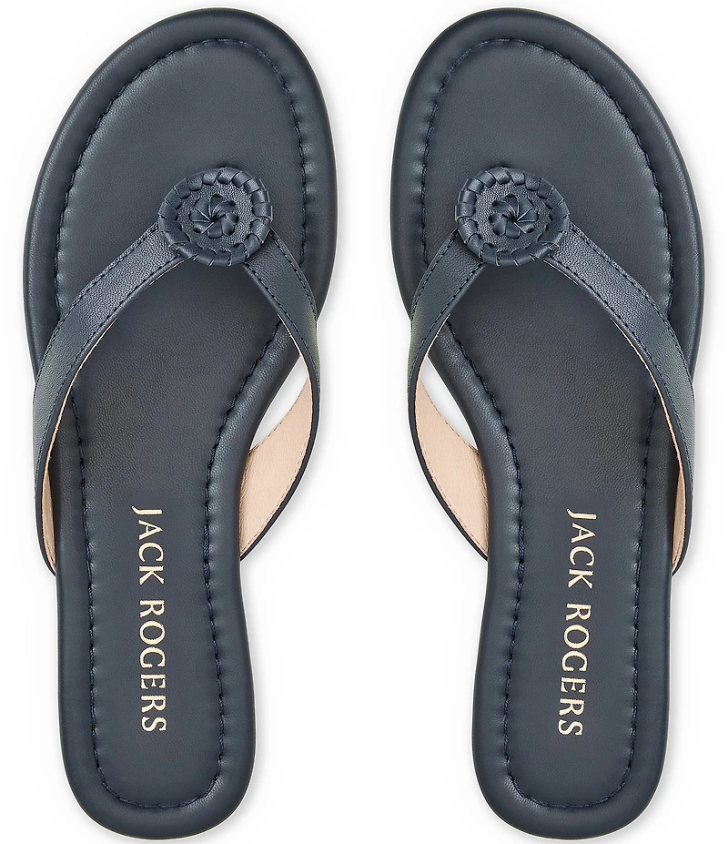 Jack Rogers Roxy Leather Ornamented Flip Flops