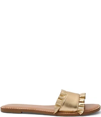 Jack Rogers Rozette Leather Ruffle Banded Slide Sandals