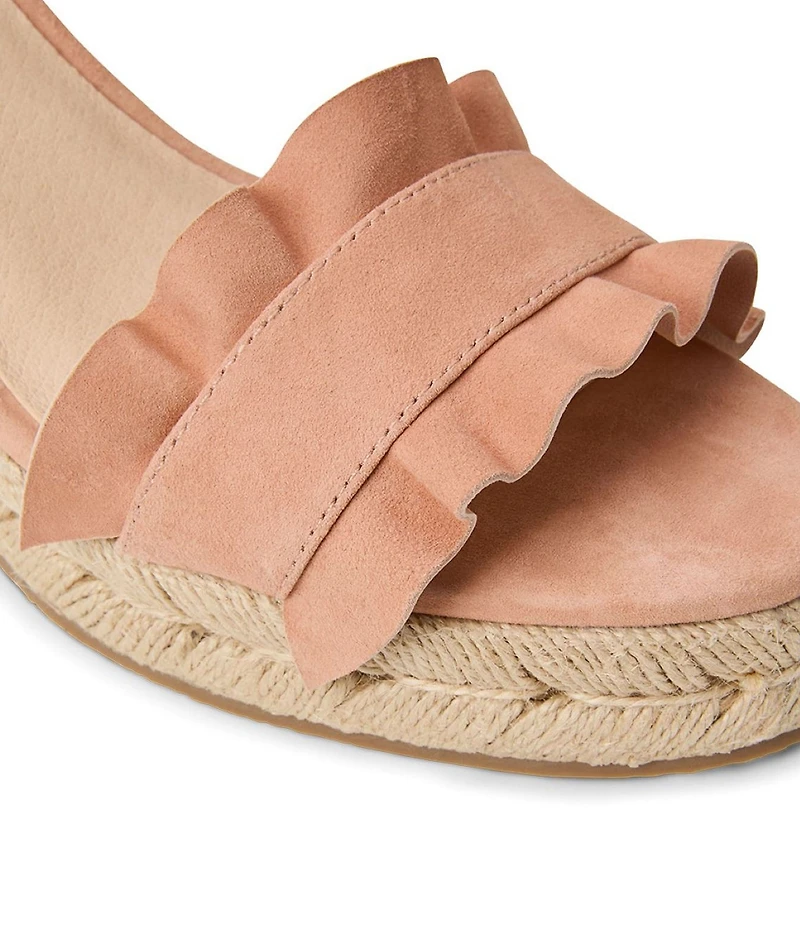 Jack Rogers Rozette Suede Ruffle Platform Wedge Espadrille Sandals