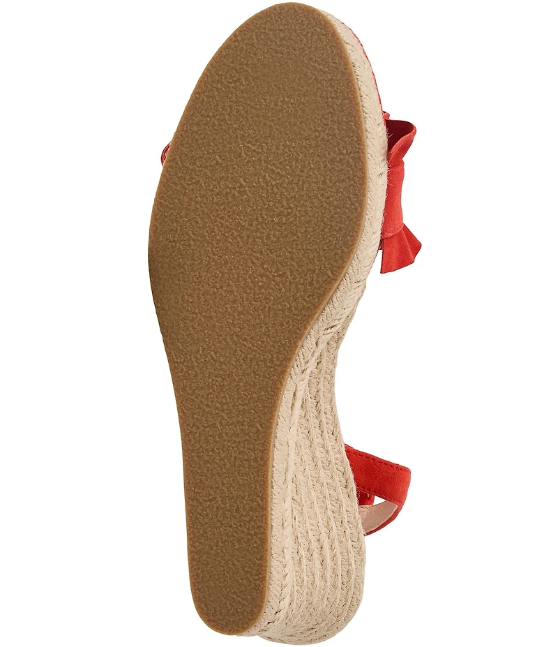 Jack Rogers Rozette Suede Ruffle Platform Wedge Espadrille Sandals