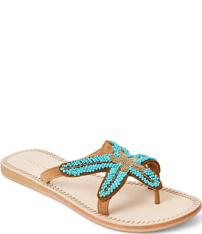 Jack Rogers Starland Beaded Suede Thong Sandals