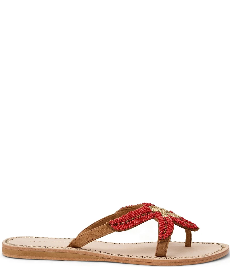 Jack Rogers Starland Beaded Suede Thong Sandals
