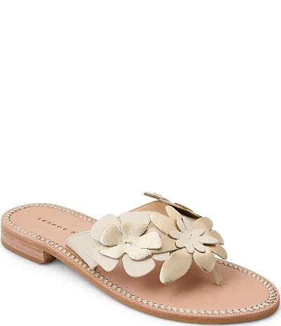 Jack Rogers Talahi Leather Flower Thong Sandals
