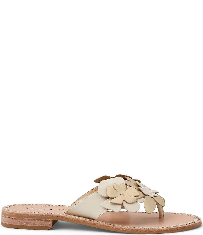 Jack Rogers Talahi Leather Flower Thong Sandals