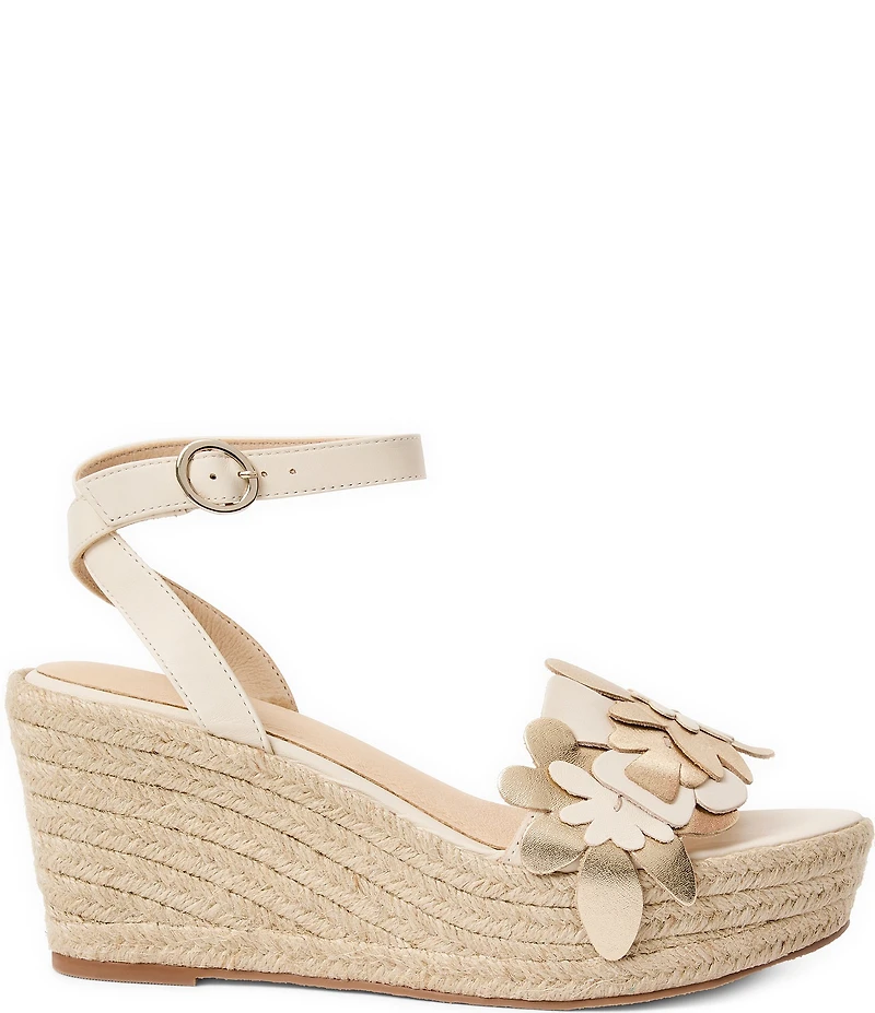 Jack Rogers Talahi Leather Flower Wedge Platform Espadrile Sandals