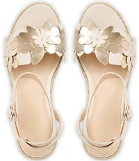 Jack Rogers Talahi Leather Flower Wedge Platform Espadrile Sandals