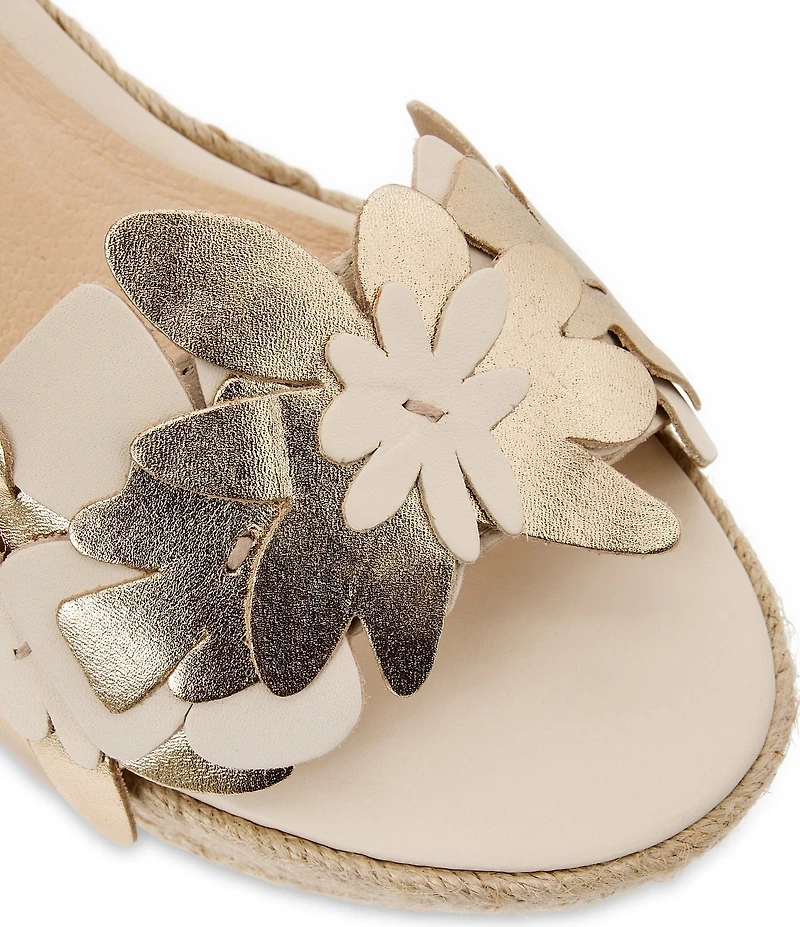 Jack Rogers Talahi Leather Flower Wedge Platform Espadrile Sandals