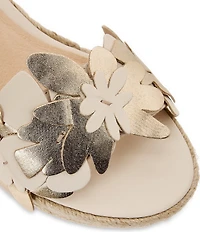 Jack Rogers Talahi Leather Flower Wedge Platform Espadrile Sandals