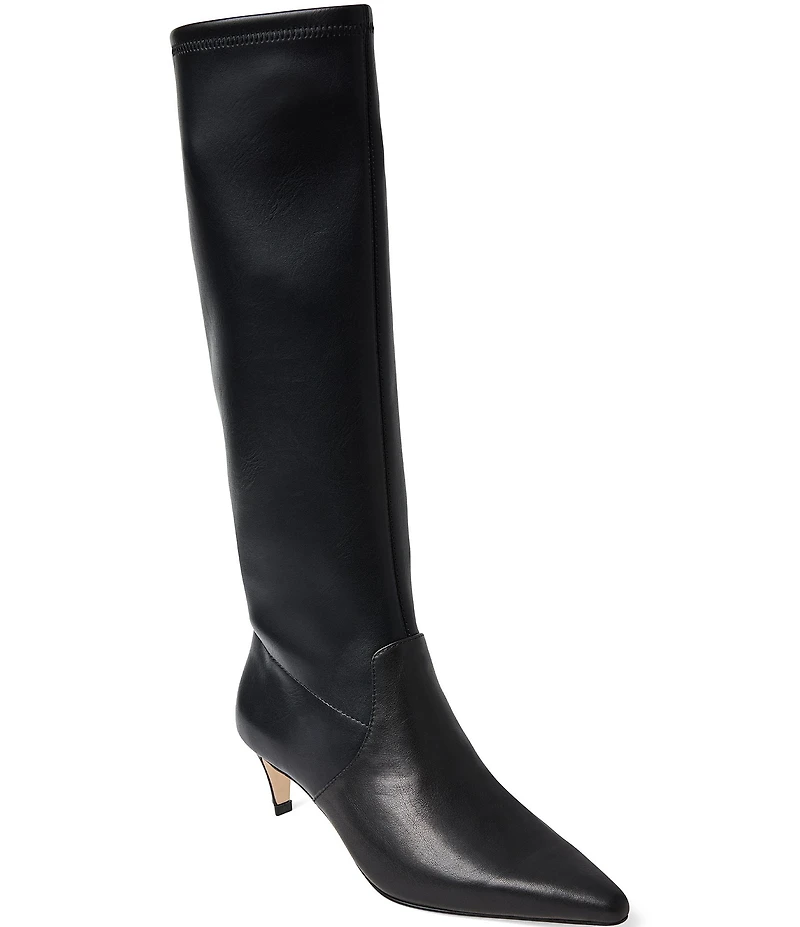 Jack Rogers Virginia Leather Stretch Kitten Heel Tall Boots