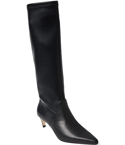 Jack Rogers Virginia Leather Stretch Kitten Heel Tall Boots