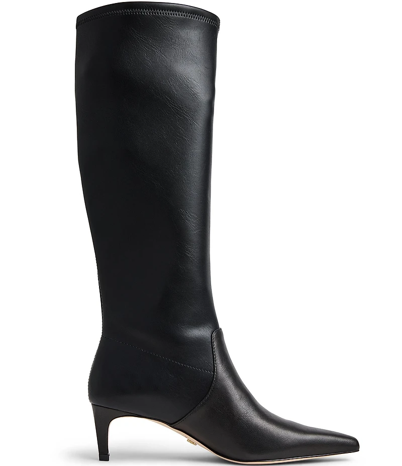Jack Rogers Virginia Leather Stretch Kitten Heel Tall Boots