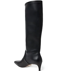 Jack Rogers Virginia Leather Stretch Kitten Heel Tall Boots
