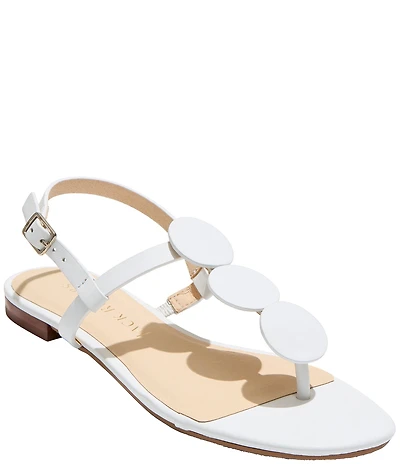 Jack Rogers Worth Leather Ornamented T-Strap Sandals