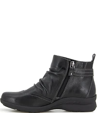 Jambu Angie Ruched Leather Hardware Detail Booties