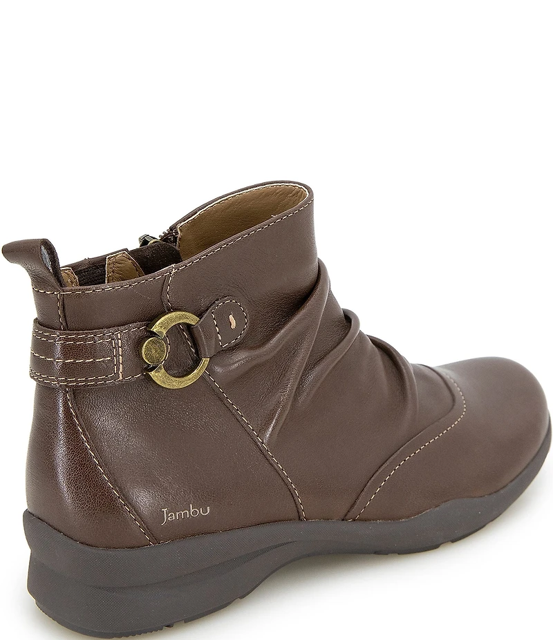 Jambu Angie Ruched Leather Hardware Detail Booties