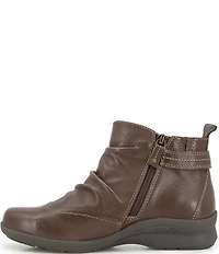 Jambu Angie Ruched Leather Hardware Detail Booties
