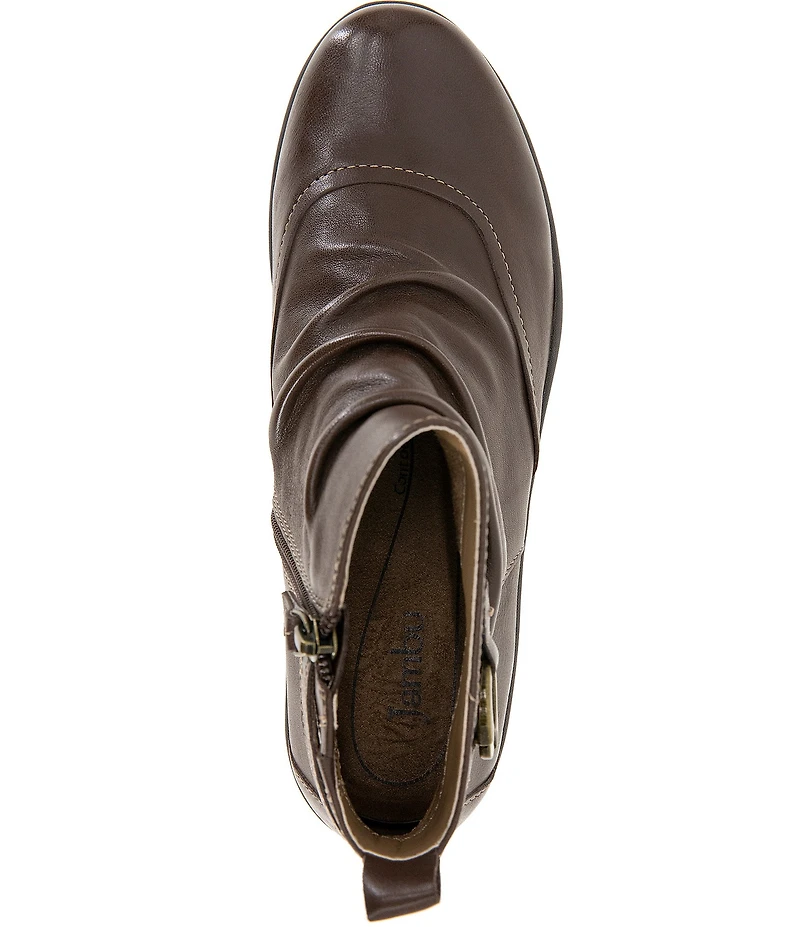 Jambu Angie Ruched Leather Hardware Detail Booties