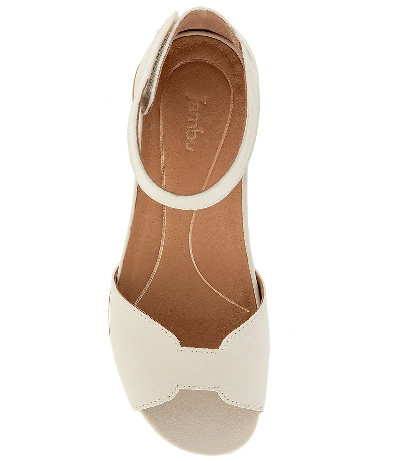 Jambu Missy Leather Ankle Strap Wedge Sandals